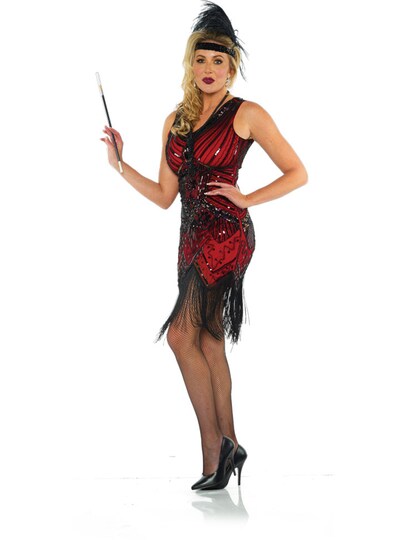 red beaded flapper dress BABEYOND Sequin Fringed Neck 1920s Costume Dance Dress, Golden Roaring 20s Fashion Gatsby Party Dresses, Red, Size 8